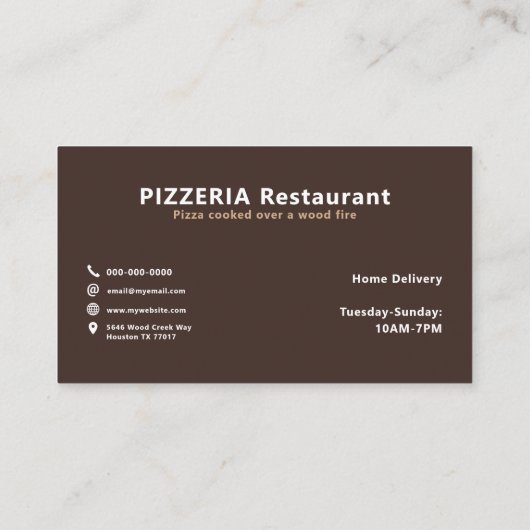 Carte De Visite Four à bois - Pizza (Dos)