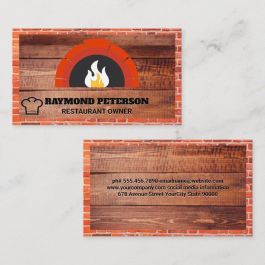 Carte De Visite Four en brique de feu | Bois (Devant / Derrière)