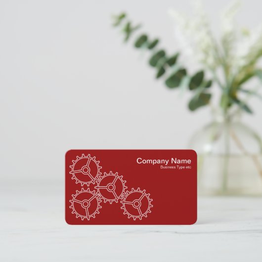Carte De Visite Four Gears II - Blanc sur Ruby Red - Grey Back (Debout devant)