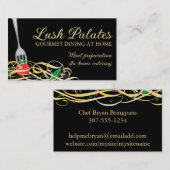 Carte De Visite fourche de tomate collé spaghetti traiteur b, Lush (Devant / Derrière)