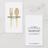 Carte De Visite Fourche et cuillère de Parties scintillant Faux (Devant / Derrière)
