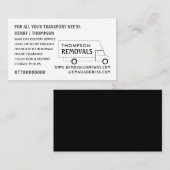 Carte De Visite Fourgonnette blanche, société de déménagement (Devant / Derrière)