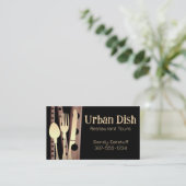 Carte De Visite fourk coincé tomate cuillère couteau dinin restaur (Debout devant)
