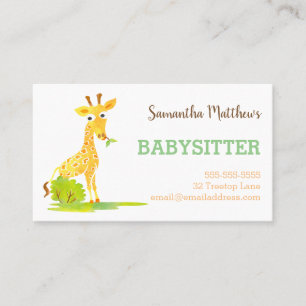 Carte De Visite Fournisseur de Childcare de babysitter de girafe