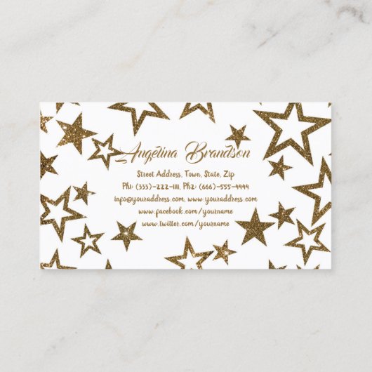 Carte De Visite Fournitures de la Parties scintillant Star Party (Dos)