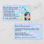 Carte De Visite Fournitures de l'école d'enseignante Lady Cartoon (Devant / Derrière)