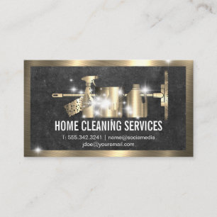 Carte De Visite Fournitures de nettoyage   Métallique d'or   Éclat