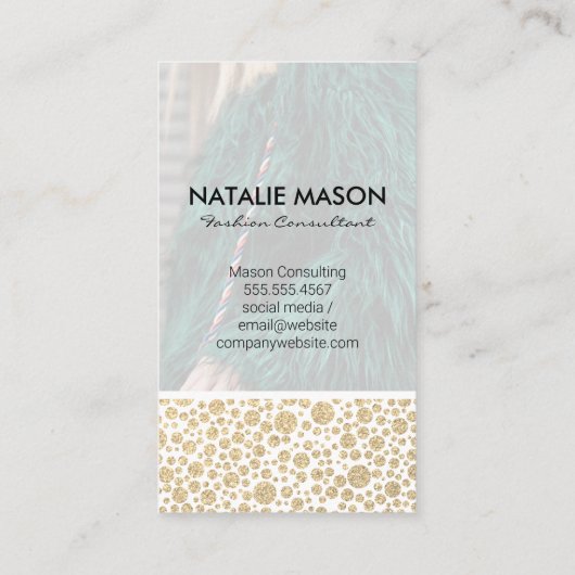 Carte De Visite Fourrure verte | Modèle mode | Consultant (Dos)