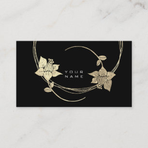 Carte De Visite Foxier Gold Rose Black White Floral Glam