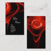 Carte De Visite FRACTAL ROSE 3 rouge vif noir (Devant / Derrière)