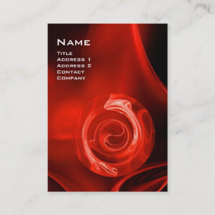 Carte De Visite FRACTAL ROSE 4 MONOGRAMME rouge vif noir blanc