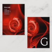 Carte De Visite FRACTAL ROSE 4 MONOGRAS rouge vif noir blanc (Devant / Derrière)