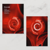 Carte De Visite FRACTAL ROSE 4 MONOGRAS rouge vif noir blanc (Devant / Derrière)