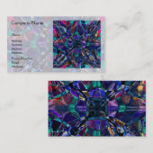 Carte De Visite Fractale bleue de kaléidoscope (Devant / Derrière)