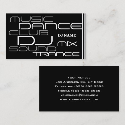 Carte de visite frais du DJ (Devant / Derrière)