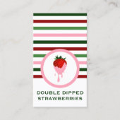 Carte De Visite Fraise chic rayé Biscuit à la fraise (Devant)