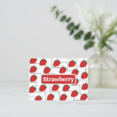 Carte De Visite Fraise rouge chevron rayures fruit (Debout devant)