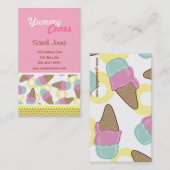 Carte De Visite Fraise Sucrée rétro + Dessert de crème glacée à la (Devant / Derrière)