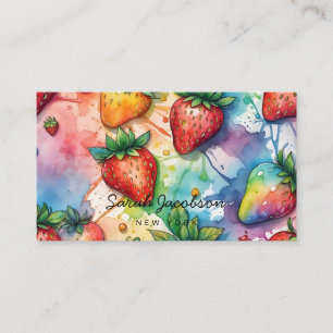 Carte De Visite Fraises Abstraites arc-en-ciel