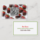 Carte De Visite Fraises de chocolat QR personnalisée (Devant / Derrière)