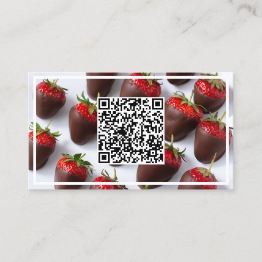 Carte De Visite Fraises de chocolat QR personnalisée (Devant)