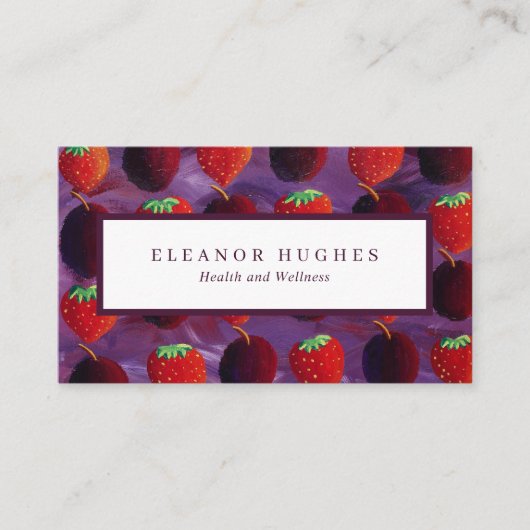 Carte De Visite Fraises de fruits modernes Prunes Professionnel (Devant)