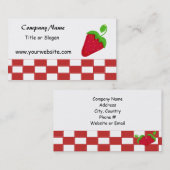 Carte De Visite Fraises et chèques rouges et blancs (Devant / Derrière)