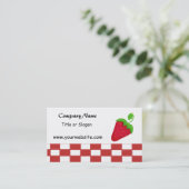 Carte De Visite Fraises et chèques rouges et blancs (Debout devant)