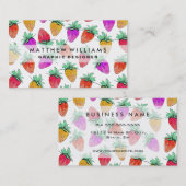Carte De Visite Fraises fruitées d'aquarelle colorée lumineuse (Devant / Derrière)