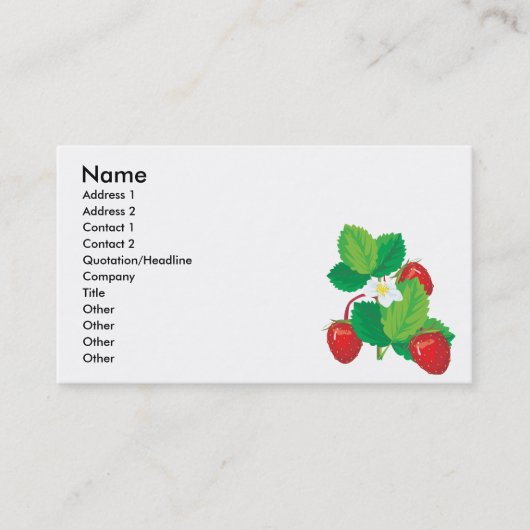 Carte De Visite fraises juteuses réalistes (Devant)