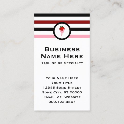 Carte De Visite Framboise chic rayé (Dos)