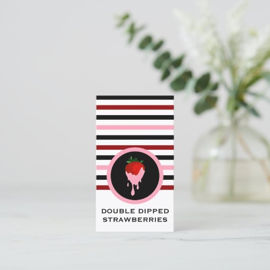 Carte De Visite Framboise chic rayé (Debout devant)