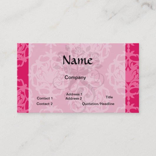 Carte De Visite Framboise et damas rose (Devant)