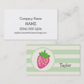 Carte De Visite Framboise rose; Grandes vertes pastel (Devant / Derrière)