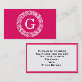 Carte De Visite Framboise Wht Grille Grecque Cadre De Rand Premier (Devant / Derrière)