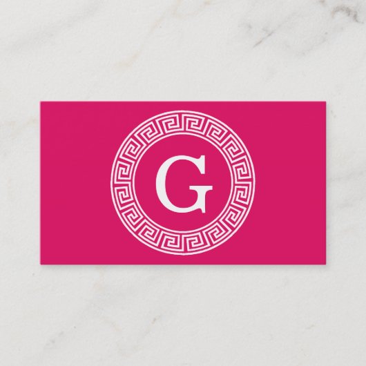 Carte De Visite Framboise Wht Grille Grecque Cadre De Rand Premier (Devant)