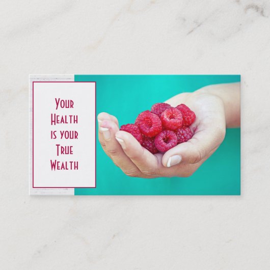 Carte De Visite Framboises rouges à la main (Devant)