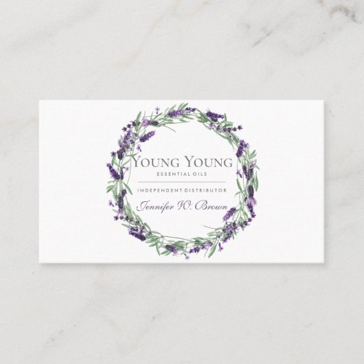 Carte De Visite Frame circulaire lavande violet élégant Floral (Devant)