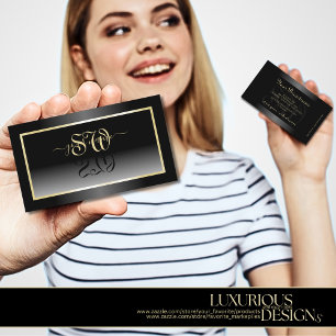 Carte De Visite Frame et Initiales de Champagne Blanc Noir