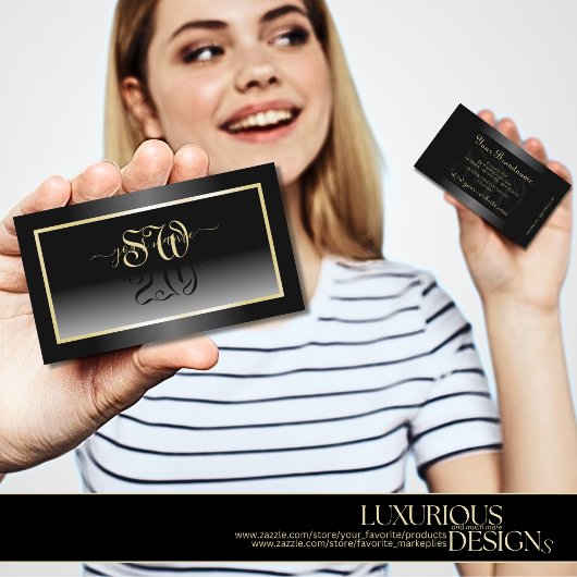 Carte De Visite Frame et Initiales de Champagne Blanc Noir