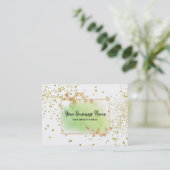 Carte De Visite *~* Frame Floral Or Fille Blanc Lime Vert (Debout devant)