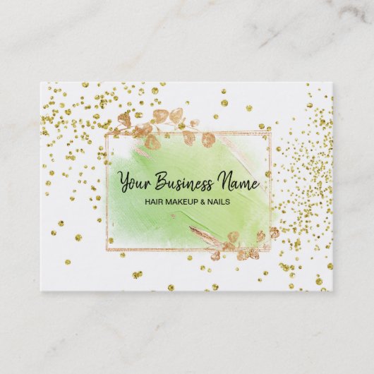 Carte De Visite *~* Frame Floral Or Fille Blanc Lime Vert (Devant)