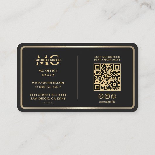 Carte De Visite Frame Frame Black Gold Design (Dos)