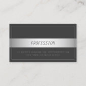 Carte De Visite Frame mince moderne Faux Silver Band | gris foncé (Dos)