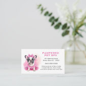Carte De Visite Français Bulldog Pink Groomer Spa (Debout devant)