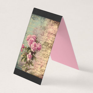 Carte De Visite francais chic, shabby chic, roses roses roses, flo
