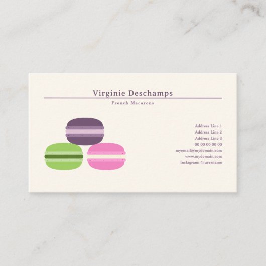 Carte de visite français des Macarons (Devant)
