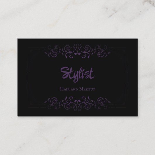 Carte De Visite Français gothique Damask Stylist violet (Devant)