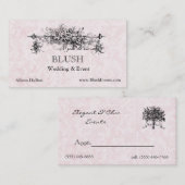 Carte de visite français rose de damassé (Devant / Derrière)