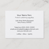 Carte de visite français vintage de café de (Dos)